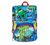 SJ GANG STYLE JAM GANG Sac à dos d'école extensible Big, bleu, sac à dos avec séparateur intérieur, poche pour gourde, peluche étrangère, 24 L, sac à dos école primaire, sac à dos enfant