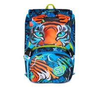 SJ GANG STYLE JAM GANG Sac à dos d'école extensible Big, bleu, sac à dos avec séparateur intérieur, poche supérieure avec oreilles en peluche, poche pour gourde, 24 L, sac à dos école primaire, enfant