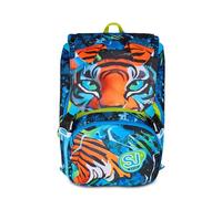 SJ GANG STYLE JAM GANG Sac à dos d'école extensible Big, bleu, sac à dos avec séparateur intérieur, poche supérieure avec oreilles en peluche, poche pour gourde, 24 L, sac à dos école primaire, enfant