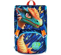 SJ GANG STYLE JAM GANG Sac à dos d'école extensible Big, bleu, sac à dos avec séparateur intérieur, poche supérieure avec ailes rétractables, poche pour bouteille d'eau, 24 L, sac à dos école primaire