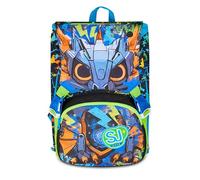 SJ GANG STYLE JAM GANG Sac à dos d'école extensible Big, noir, sac à dos avec séparateur intérieur, poche supérieure avec yeux LED, poche pour bouteille d'eau, 24 L, sac à dos école primaire, enfant