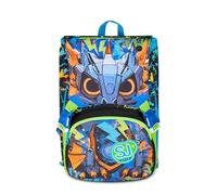 SJ GANG STYLE JAM GANG Sac à dos d'école extensible Big, noir, sac à dos avec séparateur intérieur, poche supérieure avec yeux LED, poche pour bouteille d'eau, 24 L, sac à dos école primaire, enfant