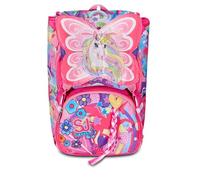 Seven SJ GANG Style JAM GANG Sac à dos d'école extensible, rose, unibraid, double compartiment extensible par fermeture éclair latérale, poche porte-bouteille, école primaire et moyenne fille