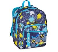 SJ GANG STYLE JAM GANG Sac à dos double compartiment Sj Ever, bleu, poche porte-bouteille, grande capacité, dossier préformé, sac à dos école primaire, enfant, bleu, Taglia unica, Moderne