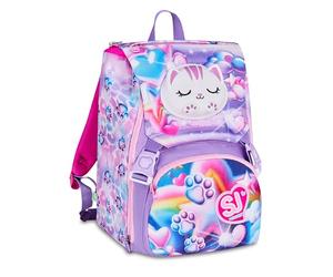 SJ GANG STYLE JAM GANG Sac à dos extensible GLOWCAT, rose, 24L, fermeture éclair latérale, application chaton lumineux qui change de couleur au toucher, poche avant, poche porte-horrasse, école