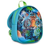 SJ GANG STYLE JAM GANG Sac à dos pour crèche, petit sac à dos, tigre avec coque avant thermoformée, bretelles réglables et poche latérale porte-bidon