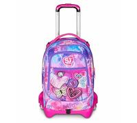 SJ GANG STYLE JAM GANG Trolley école Jack 3 roues, fuchsia, 3 en 1, sac à dos triple usage avec chariot détachable, 33 L, sac à dos école primaire, sac à dos fille, fuchsia, Taglia Unica