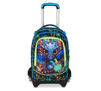 SJ GANG STYLE JAM GANG Trolley école Jack 3 roues Led Look, bleu, 3 en 1, sac à dos triple usage avec chariot détachable, 33 L, sac à dos école primaire, sac à dos enfant