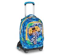 SJ GANG STYLE JAM GANG Trolley Jack 8 roues JOYFUL PINS BOY, Bleu, 34L, Discomposable, Crossover System, 3 en 1, Bretelles rétractables, Poche avant avec broches amovibles, École primaire, Enfant