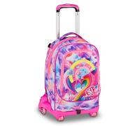 SJ GANG STYLE JAM GANG Trolley Jack 8 roues JOYFUL PINS GIRL, Rose, 34L, Discomposable, Crossover System, 3 en 1, Bretelles rétractables, poche avec broches amovibles, école primaire, fille