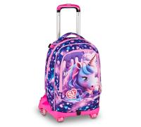 SJ GANG STYLE JAM GANG Trolley Jack 8 roues PIXIE UNICORN, Violet, 34L, Discomposable, Crossover System, 3 en 1, Bretelles rétractables, poche porte-horreau, poche avant, école primaire, fille