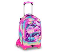 SJ GANG STYLE JAM GANG Trolley Jack 8 roues Soft POUCH GIRL, Multicolore, 34L, Discomposable, Crossover System, 3 en 1, Bretelles rétractables, poche avant avec mini sac à dos, école primaire, fille