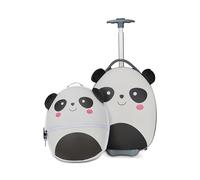 SJ GANG STYLE JAM GANG Trolley + Sac à Dos Rigide Scolaire pour Enfants, Fancy Animals, Blanc et Noir, Fantaisie Panda, Enfants, Pied Avant Anti-basculement, école et Loisirs, Blanc, Taglia Unica,