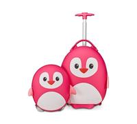 SJ GANG STYLE JAM GANG Trolley + Sac à Dos Rigide Scolaire pour Enfants, Fancy Animals, Fuchsia, Fantaisie Pingouin, Enfants, Pied Avant Anti-basculement, école et Loisirs, Fuchsia, Taglia Unica,
