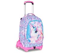 SJ GANG STYLE JAM GANG Trolley School Jack 8 roues GLOW LED UNICORN GIRL, Rose, 34L, Discomposable, Utilisation Sac à dos, Cross-over System, Bretelles rétractables, poche porte-bouteille