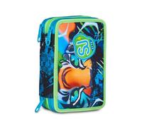 SJ GANG STYLE JAM GANG Trousse d'école 3 Zip Air Tiger, bleu, porte-stylo triple compartiment complet avec stylets, crayons, couleurs, accessoires sac à dos, école primaire, enfant