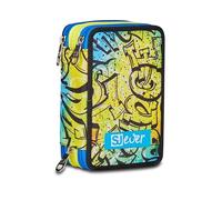 SJ GANG STYLE JAM GANG Trousse d'école 3 Zip Sj Ever, multicolore, porte-stylo triple compartiment complet avec stylets, crayons, couleurs, accessoires sac à dos, école primaire, enfant, multicolore