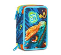 SJ GANG STYLE JAM GANG Trousse scolaire 3 zip Dragon Glide, bleu, porte-stylo triple compartiment complet avec stylets, crayons, couleurs, accessoires sac à dos, école primaire, enfant, bleu, Taglia