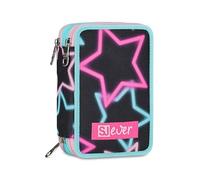 SJ GANG STYLE JAM GANG Trousse Scolaire 3 Zip, Rose, Porte-Stylo Triple Compartiment Complet avec Stylets, Crayons, Couleurs, Accessoires Sac à Dos, école Primaire, Fille, Rose, Moderne