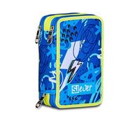 SJ GANG STYLE JAM GANG Trousse scolaire 3 Zip Sj Ever, bleu, porte-stylo triple compartiment complet avec stylets, crayons, couleurs, accessoires sac à dos, école primaire, enfant, bleu, Taglia Unica