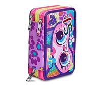 SJ GANG Trousse à Crayons - Trousse à Stylos, Boîte à Papeterie, Trousse Remplie de Stylos, Marqueurs et Autres, pour Enfants - Filles et Garçons, 3 Compartiments, Xxl Sj-Motif