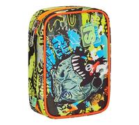 SJ Gang Trousse d'école Speed Pad, Vert, Noir, RexMe, Porte-Stylo Mono Compartiment avec Planches Amovibles et Stylets, Crayons, Couleurs, Accessoires à Dos, élémentaires, Moyennes, Enfant, Vert,