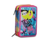 SJ Gang Trousse Scolaire 3 Fermetures éclair - Triple Compartiment CLACK IT Girl - avec Stylets, Crayons, Couleurs - Bleu Clair - Filles, Sea Water, Taglia Unica, Casual