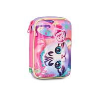 Sj girl Speed Pad 3D Seven - Cat Air Chaton - Étui rigide avec papeterie pour enfant + porte-clés à paillettes et stylo multicolore
