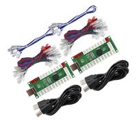 SJ@JX 2 Player Arcade USB Encoder Board with 20x LED Buttons, 2 Joystick Cables, LED Power Indicator, Zero Delay Game Controller DIY Kit for RetroPie Raspberry Pi MAME Windows PC