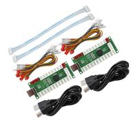 SJ@JX 2 Player Arcade USB Encoder Board with 20x LED Buttons, 2 Joystick Cables, LED Power Indicator, Zero Delay Game Controller DIY Kit for RetroPie Raspberry Pi MAME Windows PC