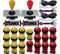 SJ@JX Arcade Game 2 Manette de jeu à faire soi-même - Microswitch - Bouton 4 et 8 voies - Joystick Zero Delay - Encodeur USB - Clé de combat - Console pour PC MAME Raspberry Pi Rétro