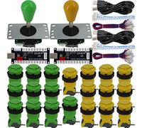 SJ@JX Arcade Game 2 Player Controller DIY Kit Microswitch Button 4&8 Way Joystick Zero Delay USB Encodeur Fighting Stick Handles Console for PC MAME Raspberry Pi Retropie