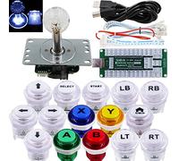 SJ@JX Arcade Game Controller USB Encoder DIY Kit LED Cherry MX Microswitch Lamp Button 4-8way LED Joystick Gamepad Code Board for Xbox 360 Nintendo Switch Hit Box Raspberry Pi PS3 PC Andriod