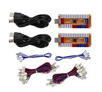 SJ@JX Arcade Game Encodeur USB Zero Delay 2 Lecteur Manette de jeu LED Bouton Joystick Contrôleur pour Nintendo Switch PC PS3 Retropie Raspberry Pi MAME