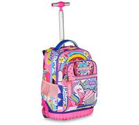 SJ Seven Mitama Chariot scolaire Run Maxi DAISYPOP, rose, double compartiment, poche avant, 2 poches latérales, école primaire et loisirs, fille