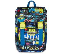 SJ Seven Mitama Sac à dos extensible 4 fermetures éclair, gaming404, noir, grande capacité, double compartiment, dossier préformé, enfant, école primaire, Noir, Taglia unica, Décontracté