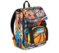 SJ Seven Mitama Sac à dos extensible à 4 fermetures éclair, double ball, orange, grande capacité, double compartiment, dossier préformé, enfant, école primaire, orange., Taglia unica, Décontracté