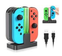 SJACXANM 4 en 1 Chargeur Station pour Joy Con, Chargeur Joycon Switch, ChargeurSwitch Manette en Charge La Charge Simultanée De 4, avec Indicateur LED, USB Type-C pour Switch & OLED Model