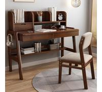SJAPEX Bureau Enfant, Bureau en Bois, Bureau Moderne pour Bureau À Domicile avec Tiroirs Et Étagères De Rangement Ouvertes Walnut,120CM