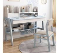 SJAPEX Bureau Enfant, Bureau en Bois, Bureau Moderne pour Bureau À Domicile avec Tiroirs Et Étagères De Rangement Ouvertes Blue,120CM