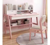 SJAPEX Bureau Enfant, Bureau en Bois, Bureau Moderne pour Bureau À Domicile avec Tiroirs Et Étagères De Rangement Ouvertes Pink,120CM