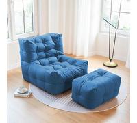 SJAPEX Canapé en Mousse Compressée avec Étriers, Fauteuil De Jeu De Sol, Grand Pouf pour Adultes, Canapé Relax en Mousse À Mémoire De Forme, pour Salon, Chambre Blue