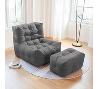 SJAPEX Canapé en Mousse Compressée avec Étriers, Fauteuil De Jeu De Sol, Grand Pouf pour Adultes, Canapé Relax en Mousse À Mémoire De Forme, pour Salon, Chambre Grey