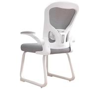 SJAPEX Chaise De Bureau en Maille Respirante sans roulettes, Chaise De Bureau avec Accoudoirs Relevables, Chaise Ergonomique, Chaise Gaming pour Salles De Conférence, Salles De Formation White