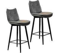 SJAPEX Ensemble De 2 Tabourets De Bar Pivotants, Tabourets De Bar Rembourrés Double Couche À Hauteur De Comptoir pour Îlot De Cuisine, avec Repose-Pieds pour Restaurants Gray,Set 2