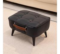 SJAPEX Petit Repose-Pieds avec Poignée, Pouf Ottoman Rembourré en Similicuir, Repose-Pieds Multifonctionnel, Tabouret Portable avec Pieds en Métal pour Entrée, Salon Et Siège D'appoint Black