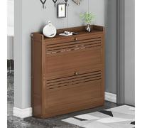 SJAPEX Shoe Cabinet, Hidden Shoe Storage Cabinet for Entryway, Slim and Narrow Shoe Cabinet, Shoe Rack, Frestanding Shoe Storage in Brown Wood 27.5 * 6.7 * 28.3in