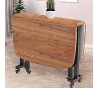 SJAPEX Table À Manger Pliante en Bois pour La Cuisine, Table Pliante Rectangulaire Extensible, Table À Manger avec Abattant, avec roulettes Mobiles, pour Les Petits Espaces C,100 * 60cm