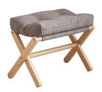 SJAPEX Tabouret Pliant, Repose-Pieds Pouf Rembourré en Bois Massif, Idéal pour Canapé, Banc D'entrée pour Se Déchausser, Repose-Pieds Bas pour Salon, Supporte Jusqu'à 100 Kg. Gray,44x30x46cm