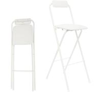 SJAPEX Tabourets De Bar Pliants D'extérieur, Tabourets Hauts Pliants Confortables avec Dossier, Capacité De 150 Kg, Chaises De Salle À Manger Portables avec Assise Rembourrée White,H55CM